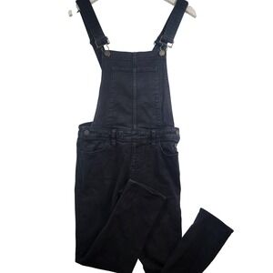 Paige Denim Sierra Overalls Black Slim Fit Stretch Denim Jumpsuit Womens 25